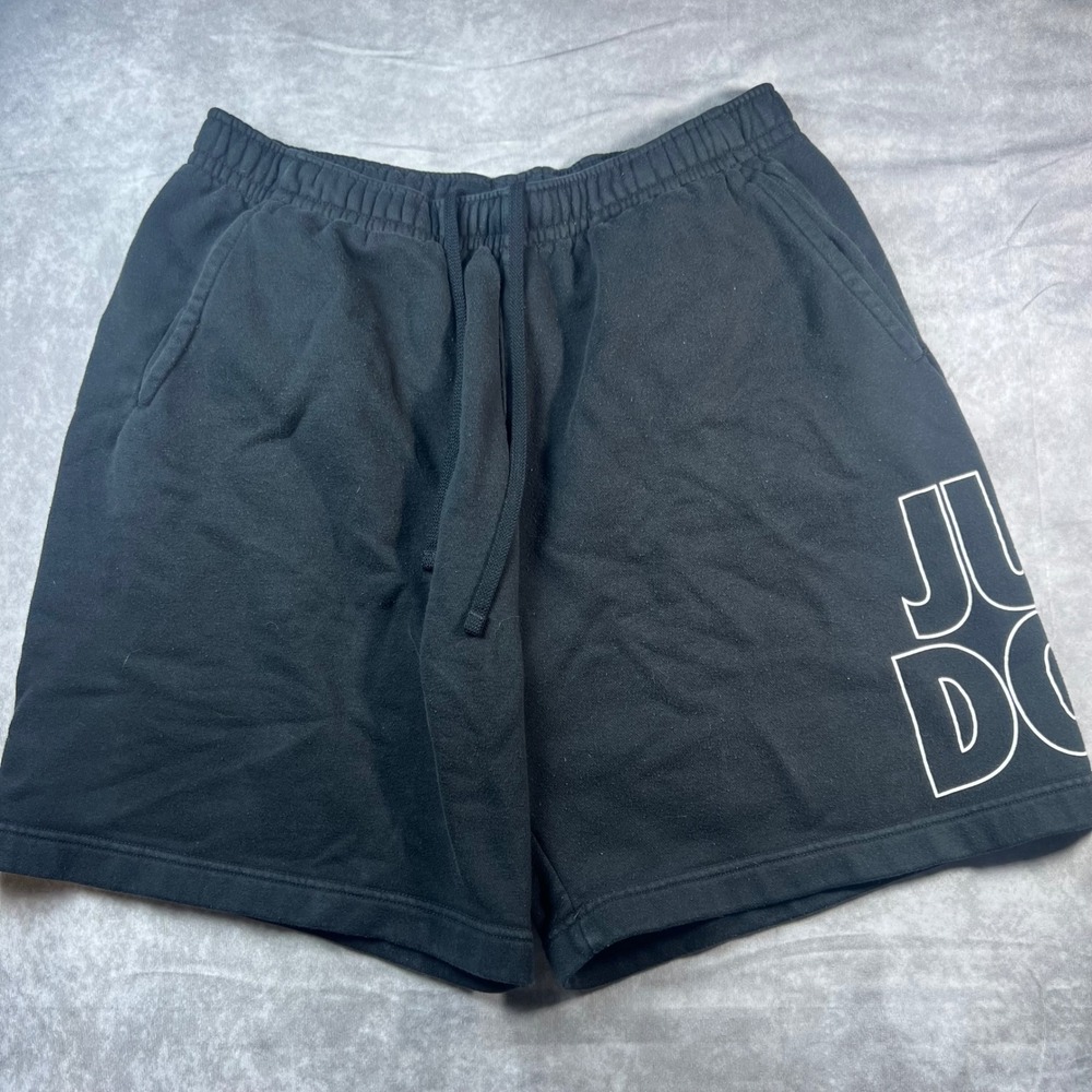 Nike Fleece Shorts Mens XL Black Just Do It Graphic Drawstring Athletic 1045